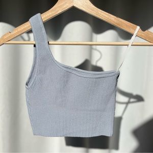 Babaton Sculpt Knit One-Shoulder Cropped Tank